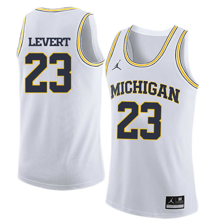University of Michigan 23 Caris Levert White College Basketball Jersey Dzhi